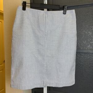 J. McLaughlin Blue Seersucker Summer Preppy Casual Mini Pencil Skirt Size 2 EUC